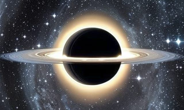 long shot of a gargantuan supermassive black hole from the m...