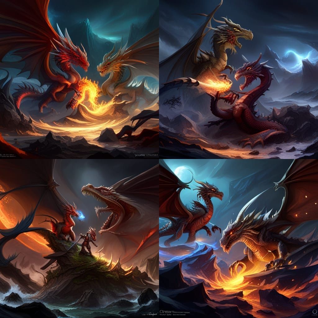 dragons fighting a masterpiece, 8k resolution, dark fantasy ...