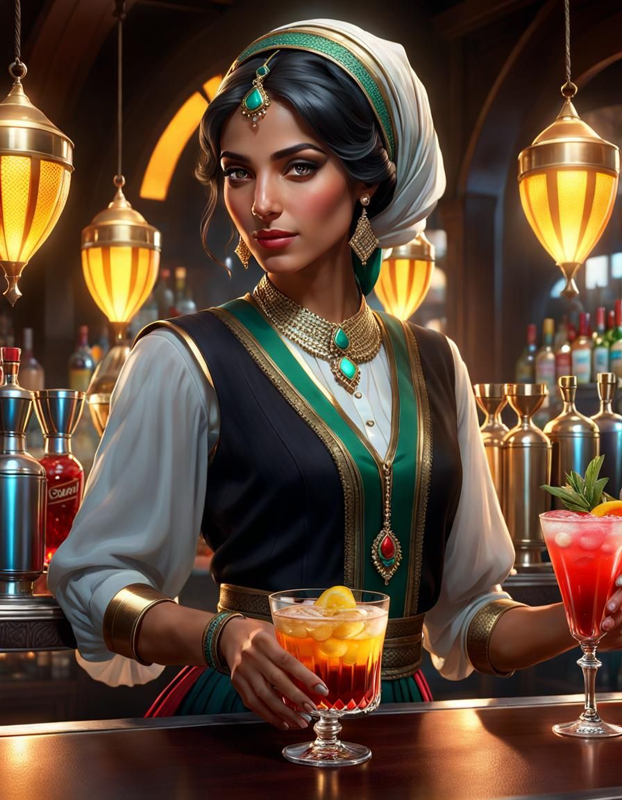 حليمة النادلة (Halima the waitress) | 🇵🇸 bartender (Real Cartoon XL v4)  by @Mak