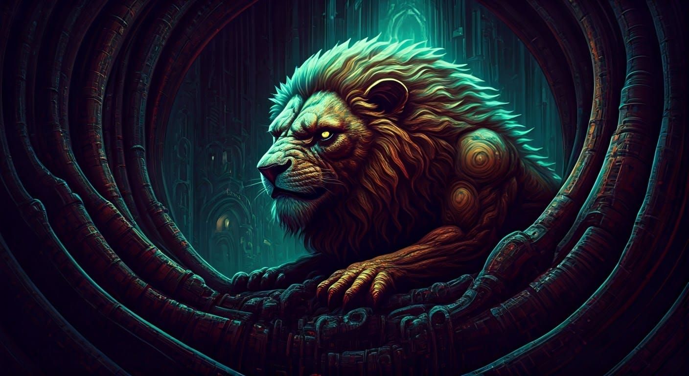The Beast is Hungry ..., action painting art deco baroque br...