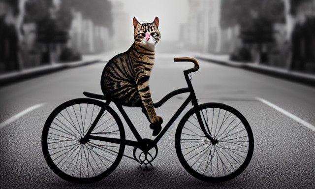 Cat riding bicycle #06 - AI Generated Artwork - NightCafe Creator