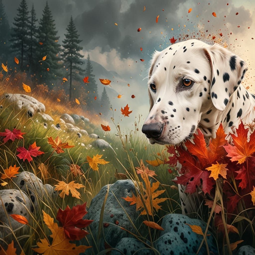 Dalmatian on the hunt
