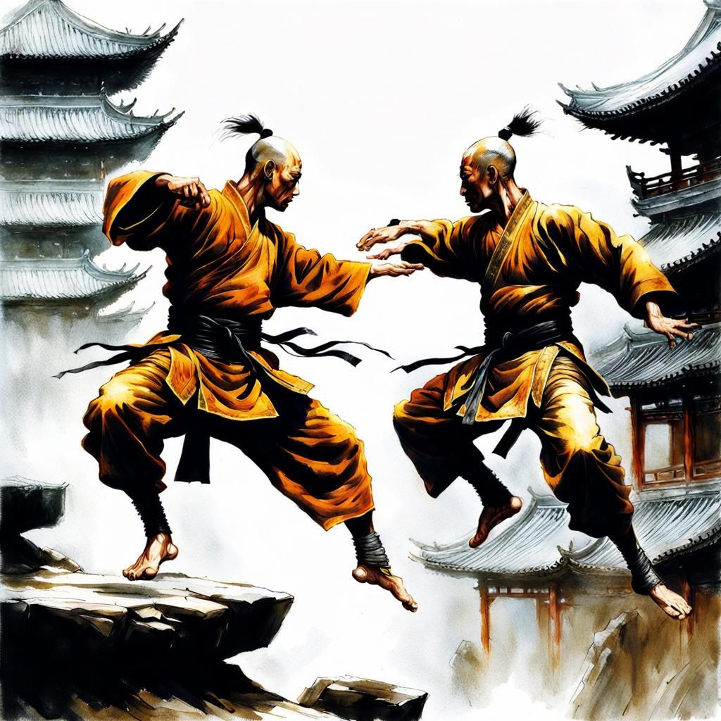 Battle over the rooftops of Shaolin - AI Generated Artwork - NightCafe ...