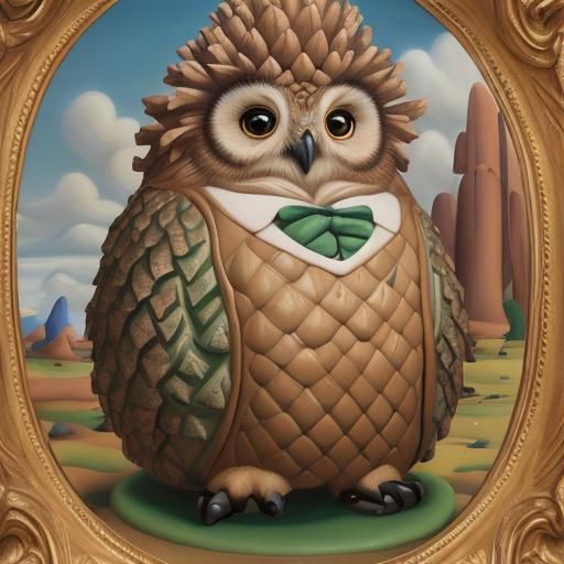 Pine cone Owls in the style of Fernando Botero - AI Generated Artwork ...