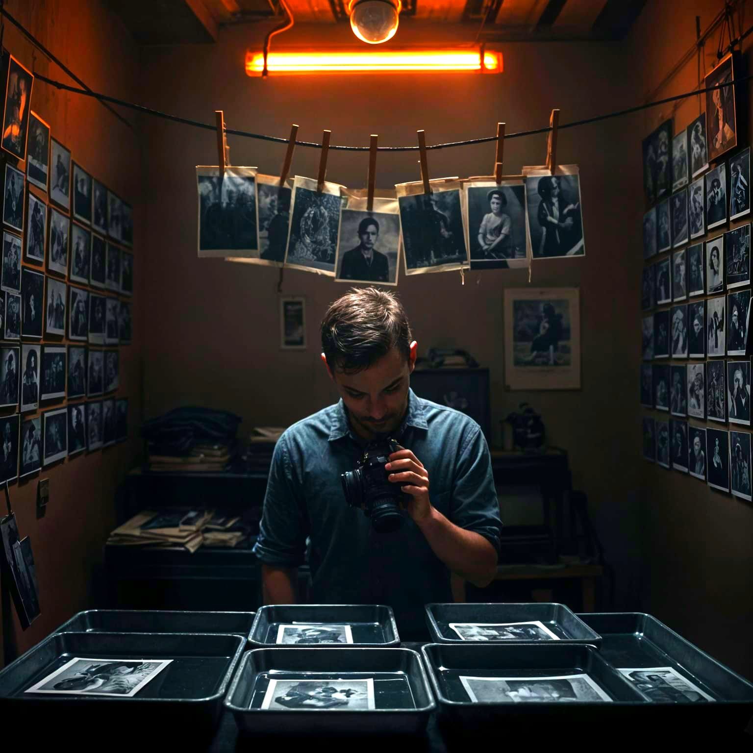A photographer in a darkroom  by @EHACKMANN 