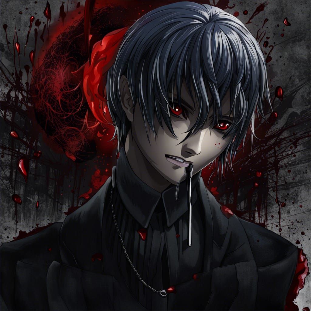 Kaneki, ken Kaneki, Tokyo ghoul, ghoul, fan art, blood, bloody, crazy ...