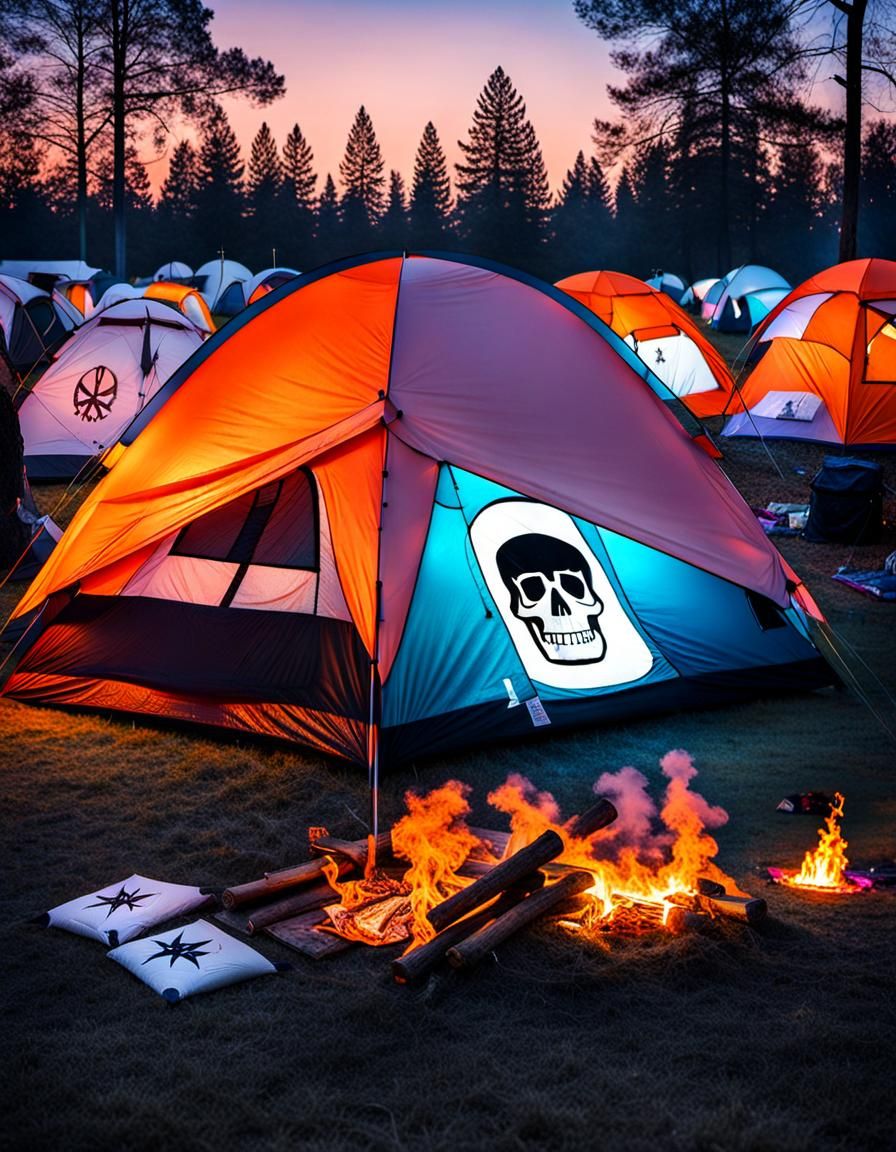 "MDMA"  tent encampment protest smoke orange girly star unic...