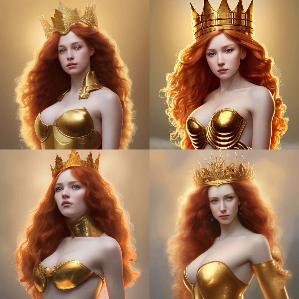 RedHead Queen with Gold Armor