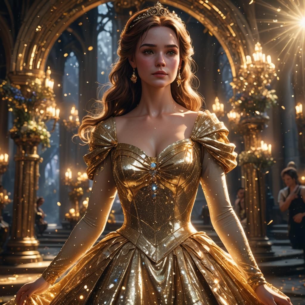 Belle wearing a sparkling dress   by @AhriAnni