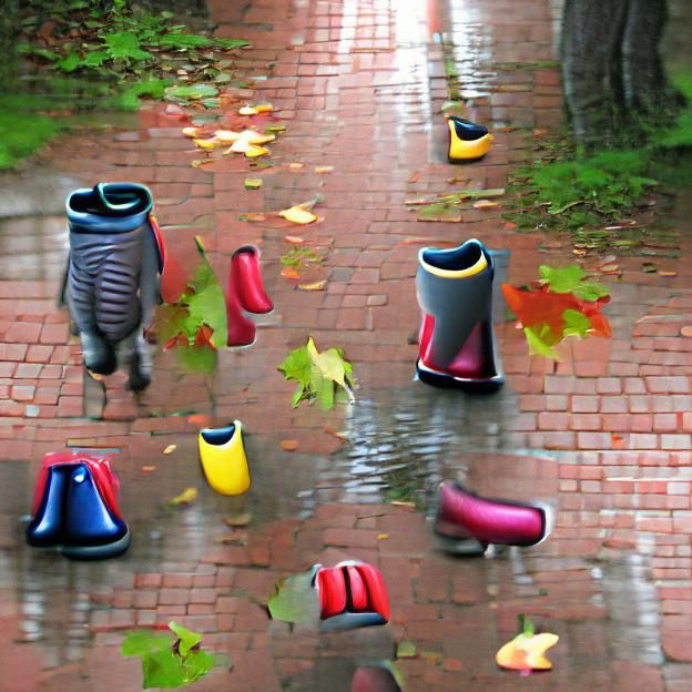 Rain boot stroll autumn