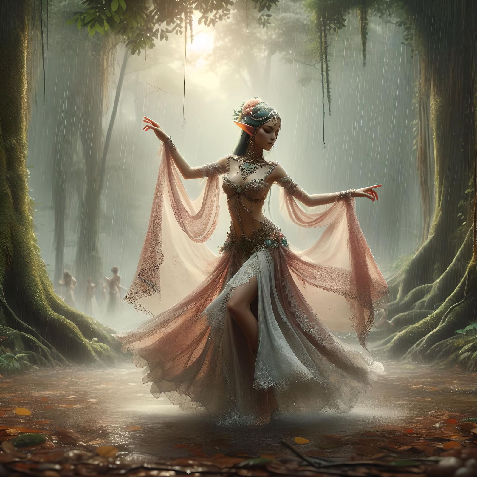 Elf Princess dancing in the rain