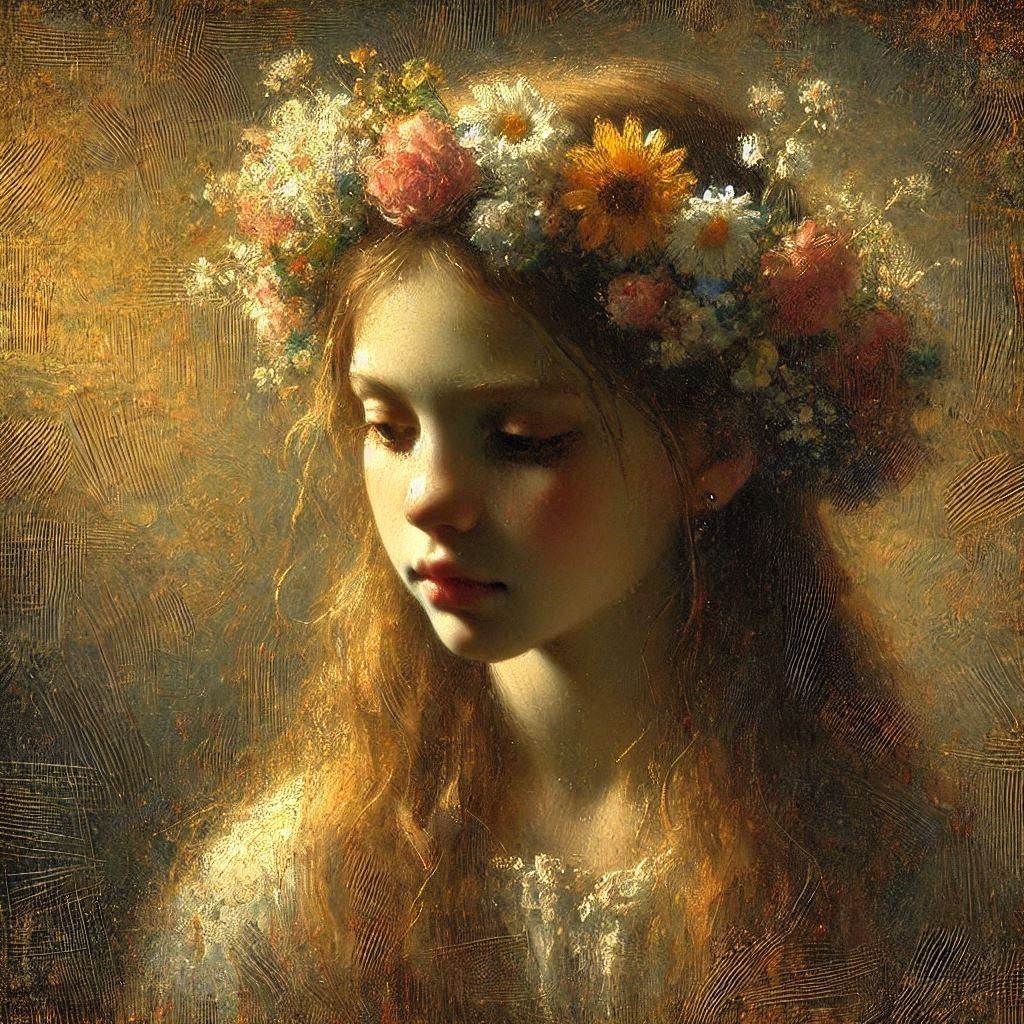 Girl with a crown of flowers