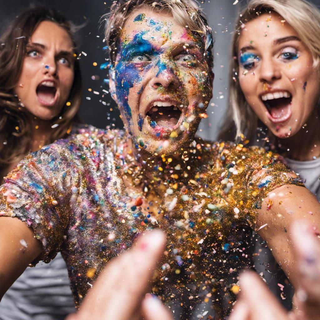 Bandits exploding a glitter glue paint bomb after opening my...