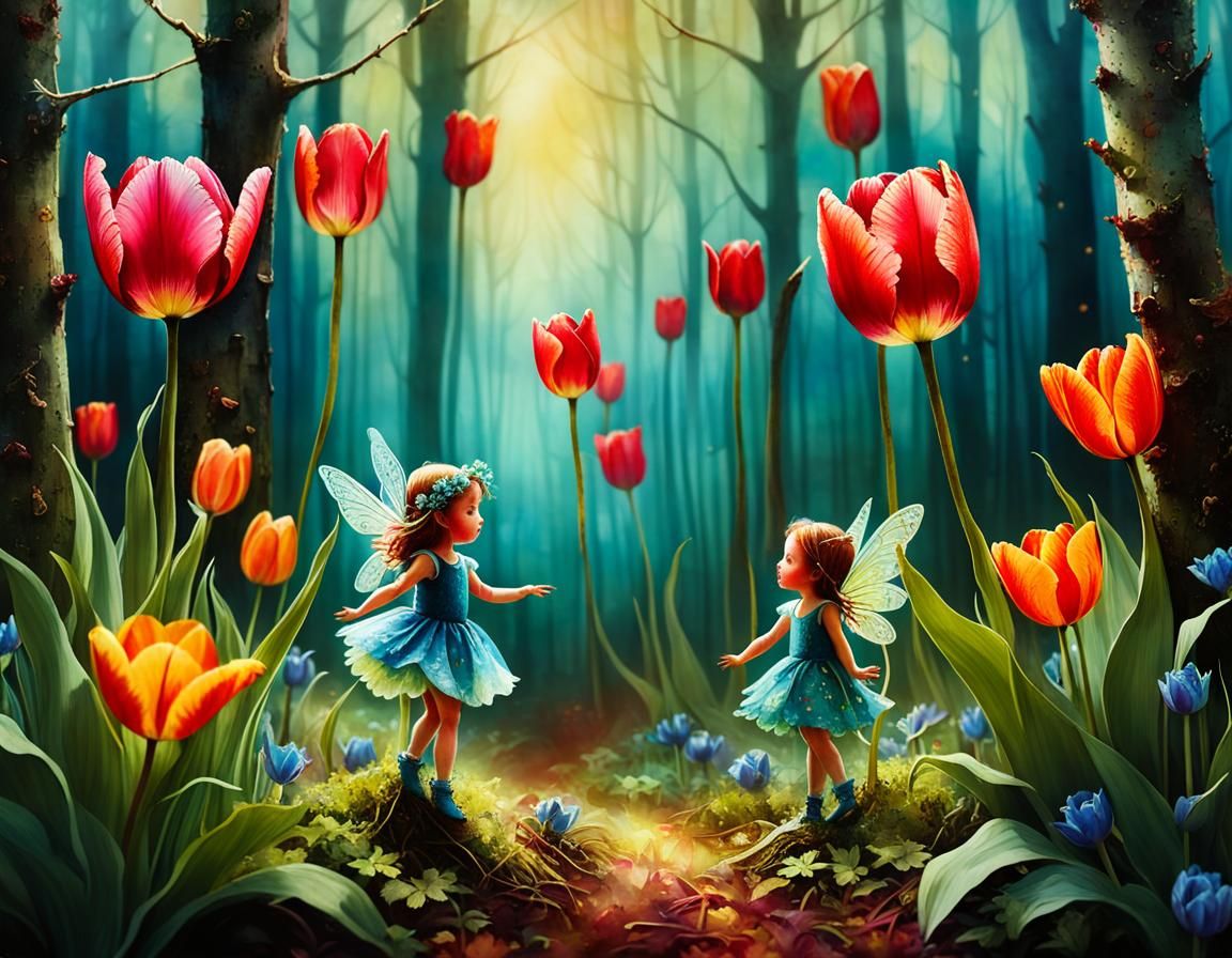 the trees are giant tulips