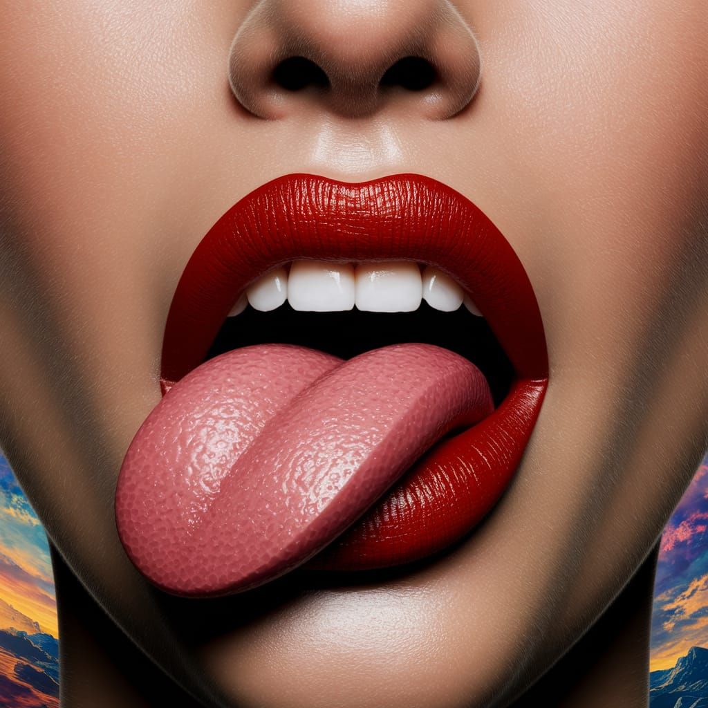 Woman's Fiery Red Lips in Detailed Matte Painting