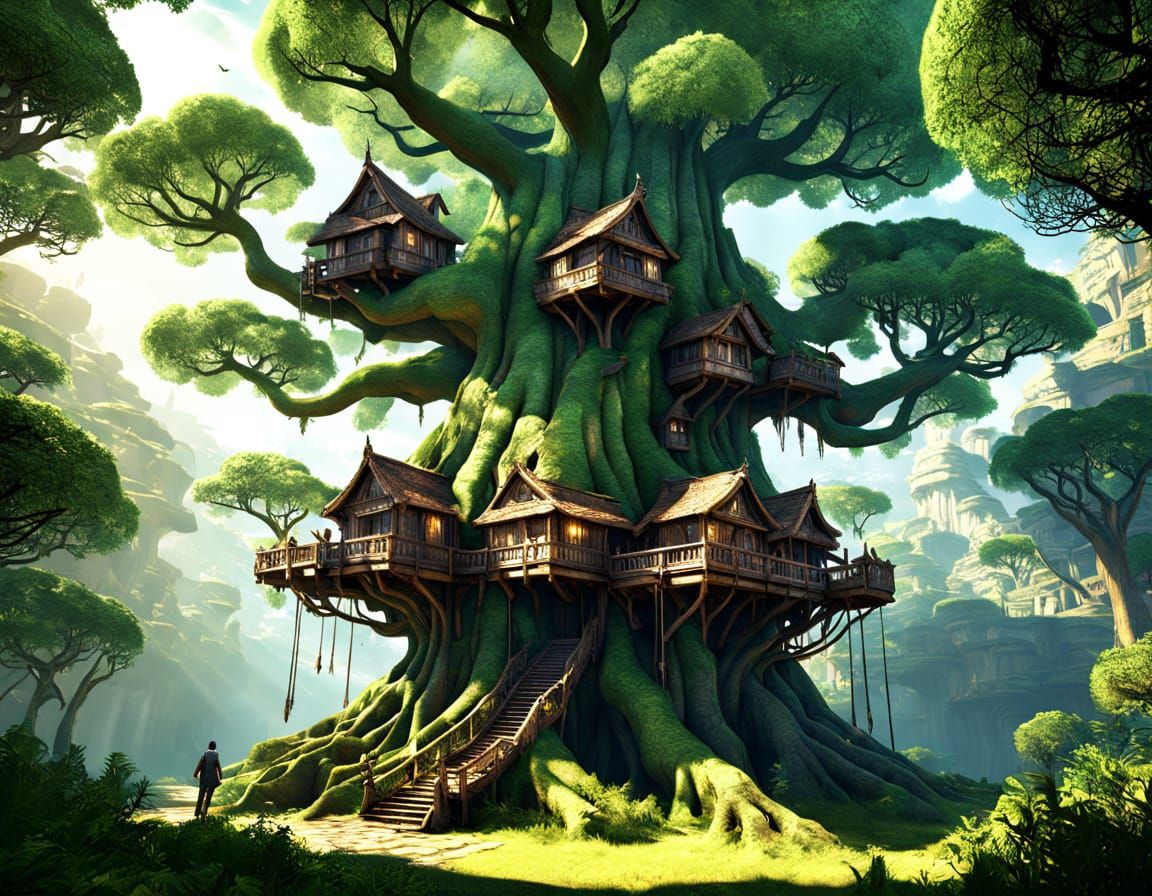 Ancient Treehouse in a Mystical Forest, 8K Masterpiece