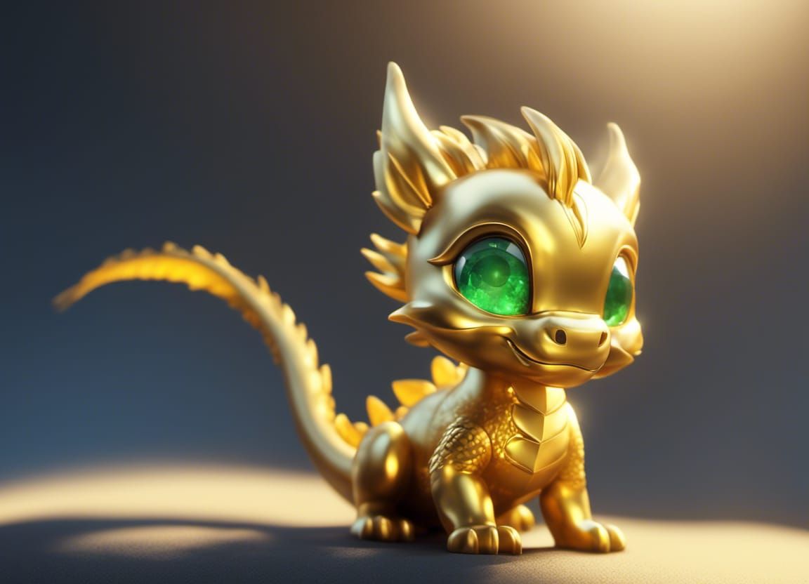 Baby gold dragon - AI Generated Artwork - NightCafe Creator