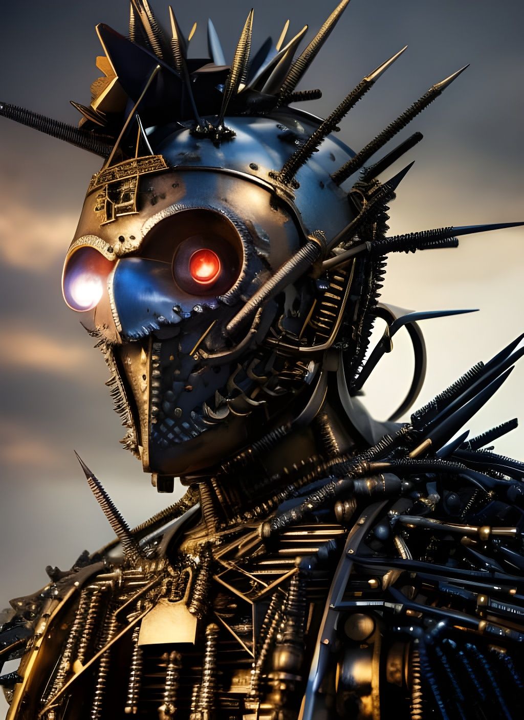 Detailed Pencil Sketch of Metal Boy in Junkyard