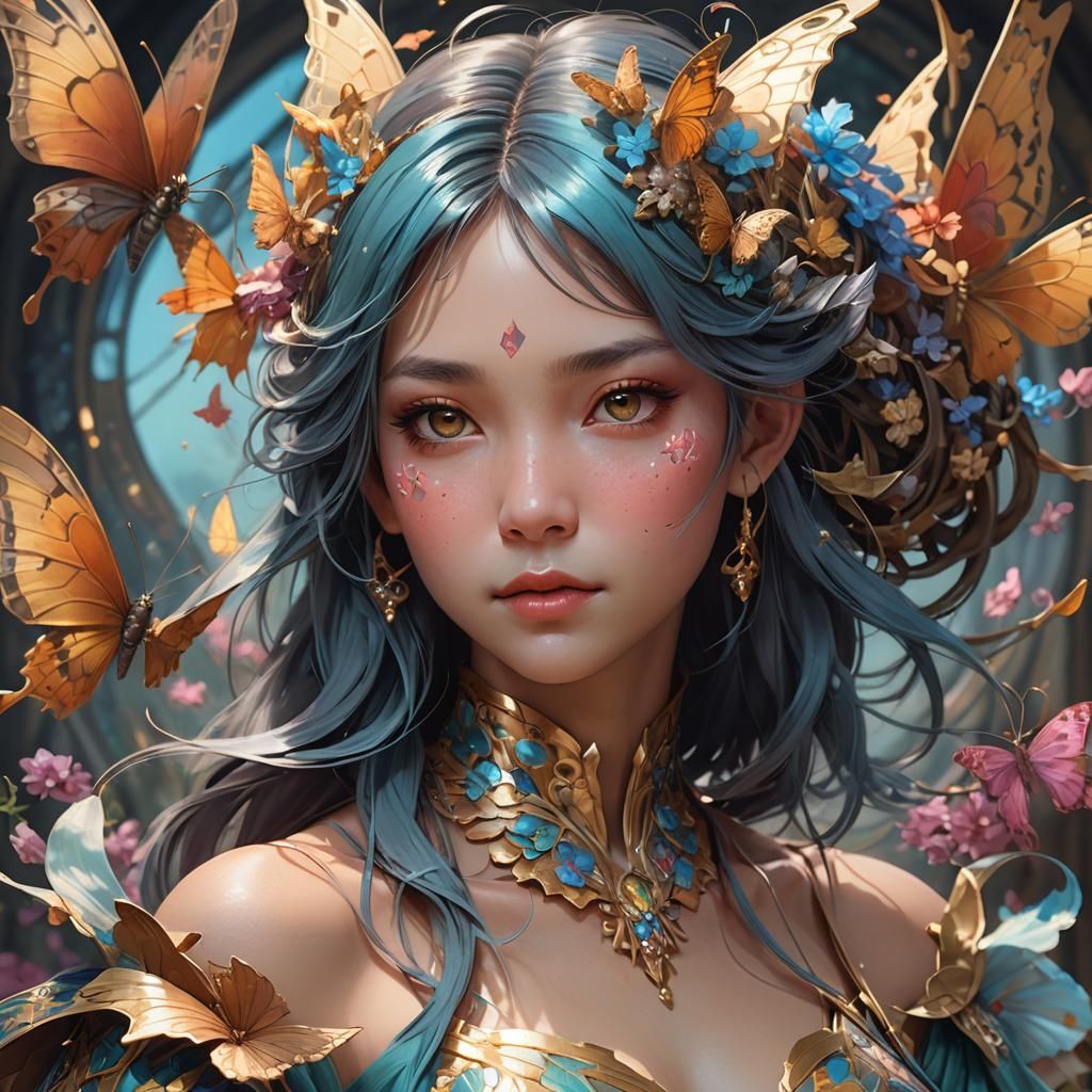 Butterfly dragon loving and delicate