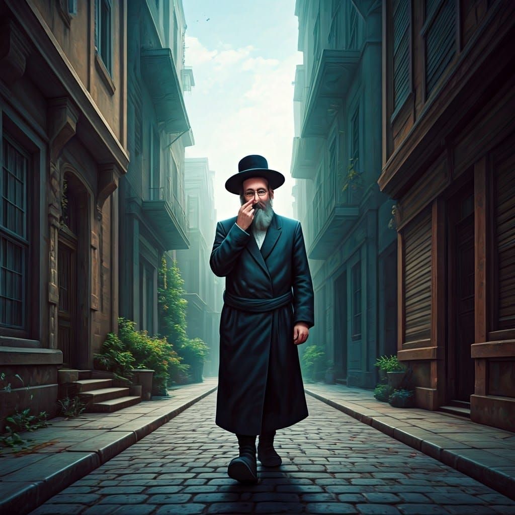 Orthodox Man Picking Nose in Detailed Matte Painting