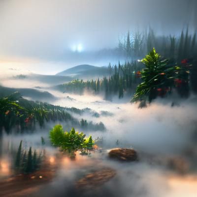 foggy morning in the mountains