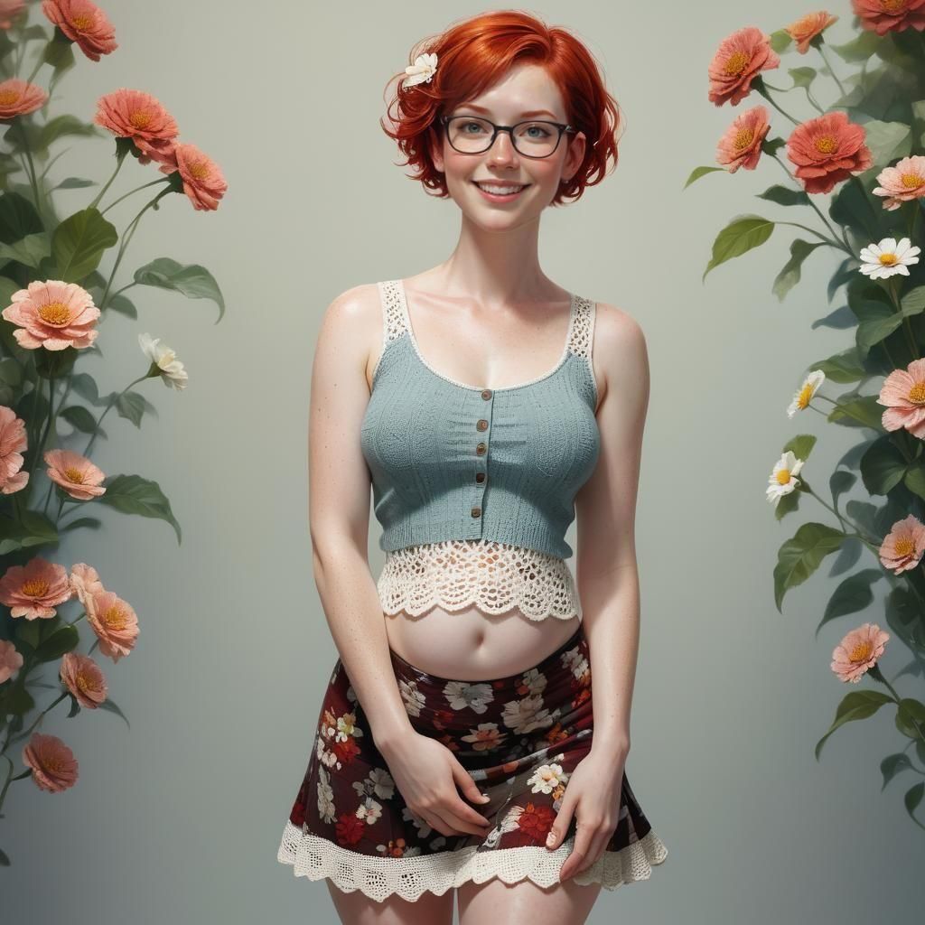 Vintage floral portrait