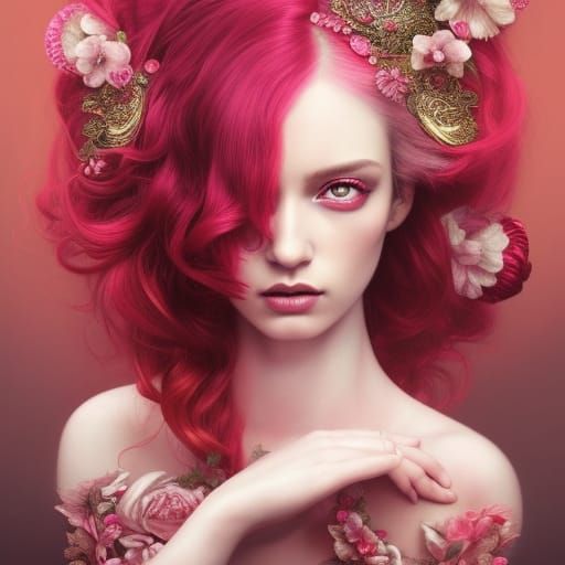 Pink-Haired Goddess of Sweets in Digital Art Style