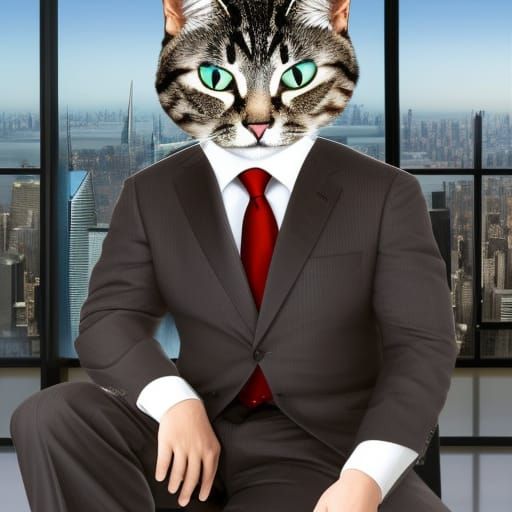 Mr. Whiskers, Cat Executive Officer AI Generated Artwork NightCafe