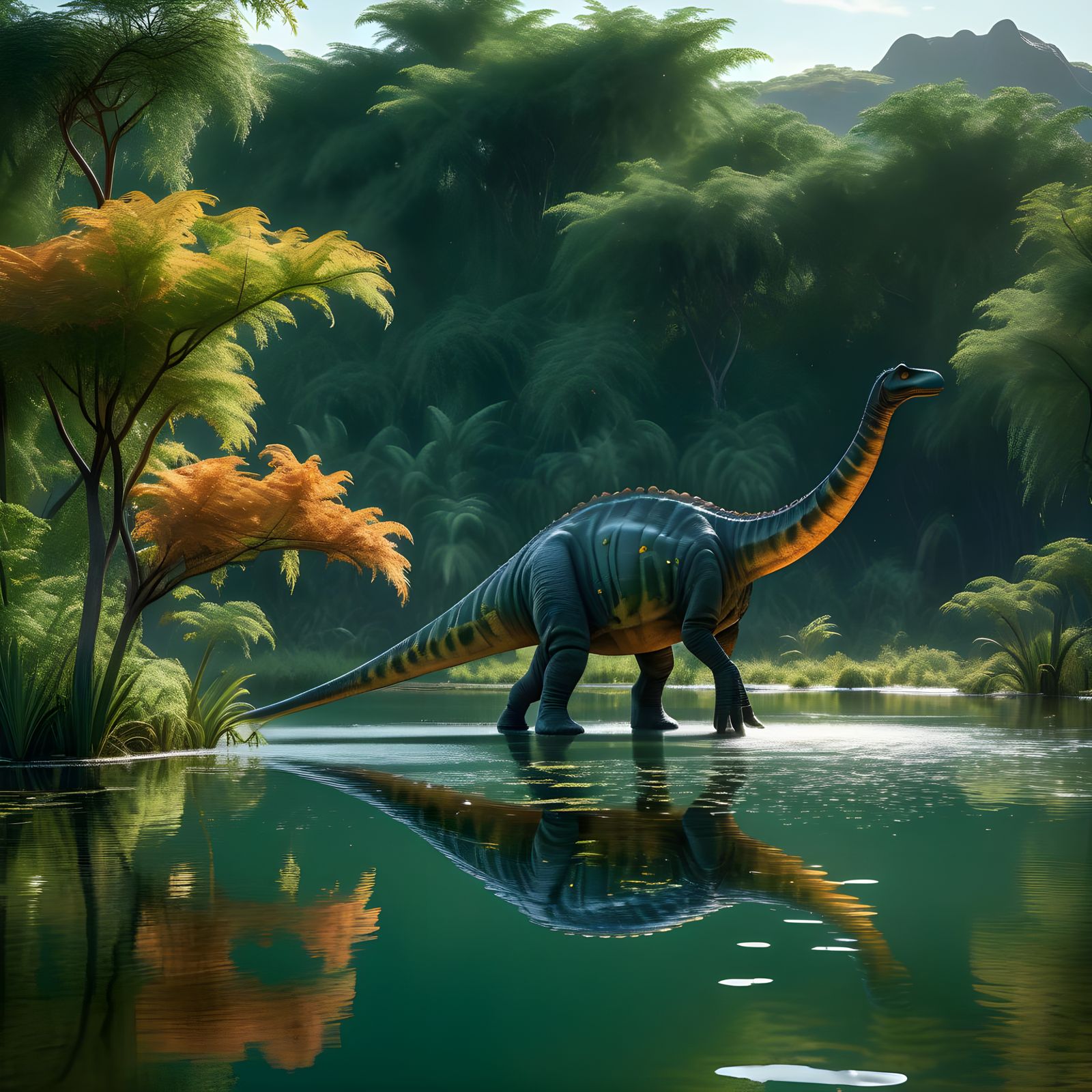 Brachiosaurus Wading in a Lake  by @gothos_the_vain