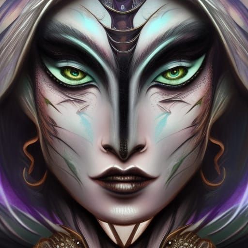 Elegant Dark Magic User Portrait in Anime Style