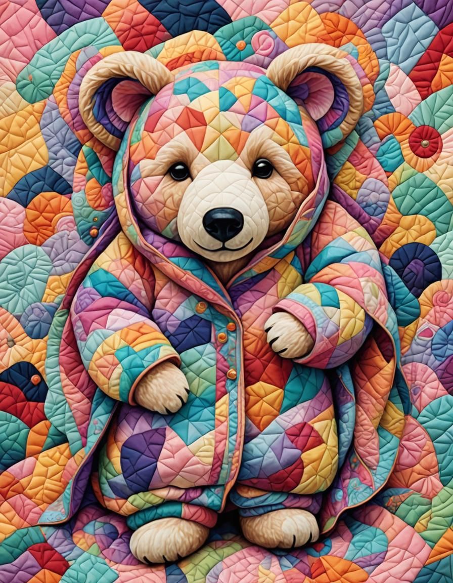 Cute Quilted Teddy Bear  by @doGooder