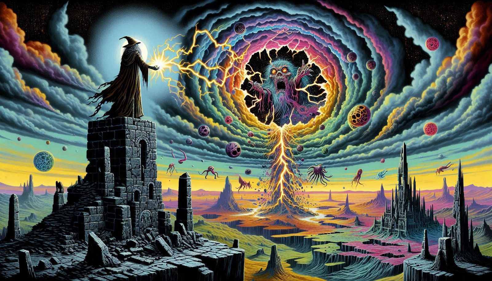The Great Wizard Bringing down an Interdimensional Beast