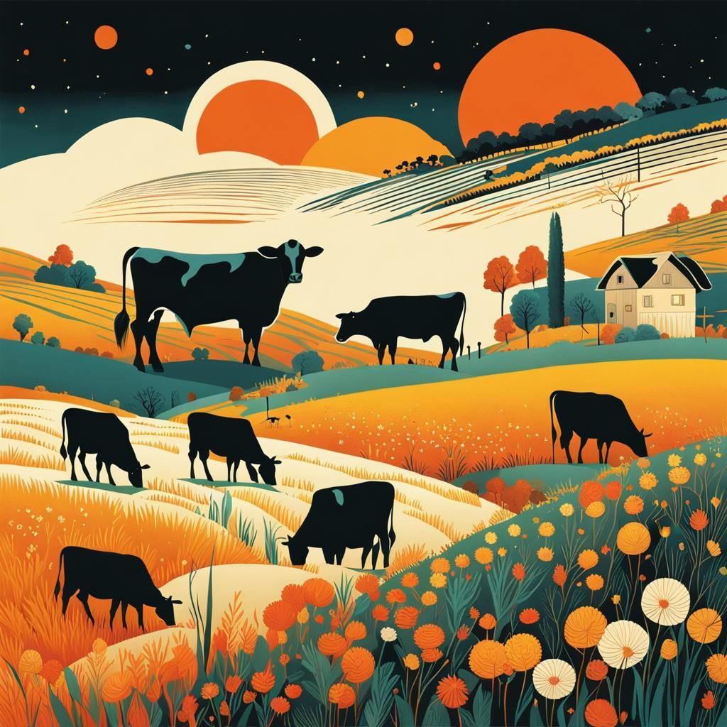 FARM COWS SUNSET  by @JustBubu
