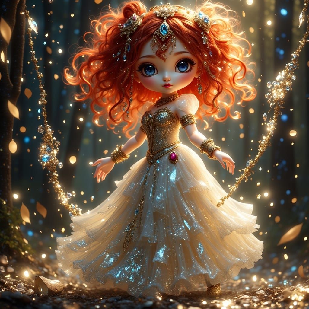 Porcelain Gypsy Dancer in Magical Dreamscape