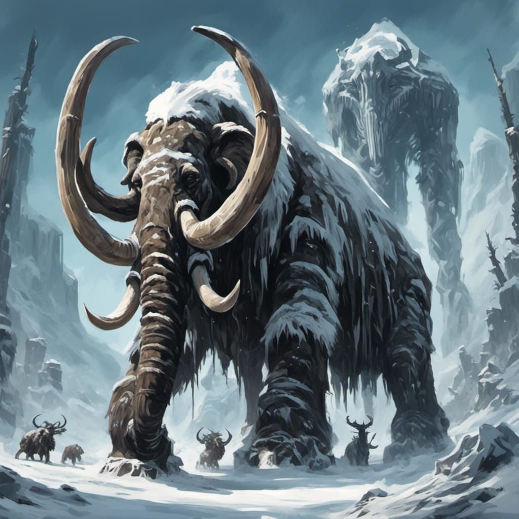 <lora:Sacred Roar:1.0> Frostpunk mammoth 