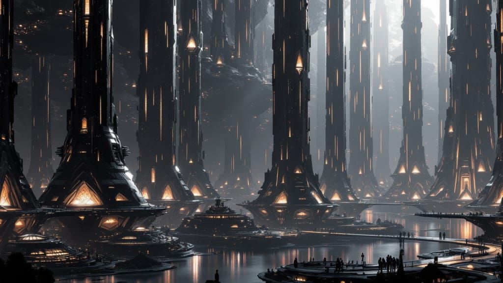 <lora:Skycity Architecture:1.0> black architecture