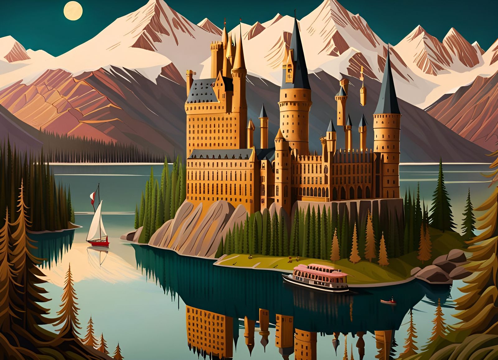 Hogwarts castle by Wes Anderson