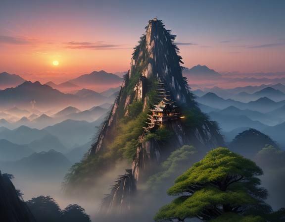 Huangshan Japanese castle sunrise