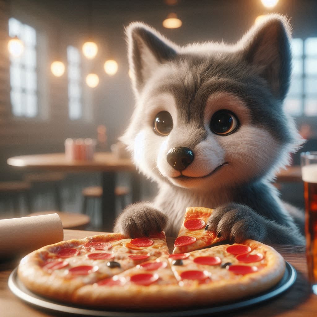 Wolf at a Pizzeria