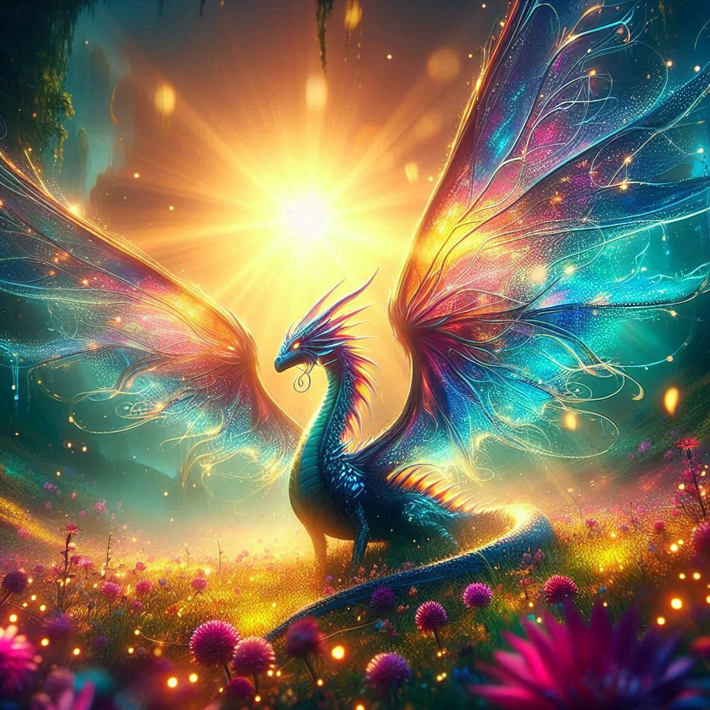 Dragon warming up in the dawn light