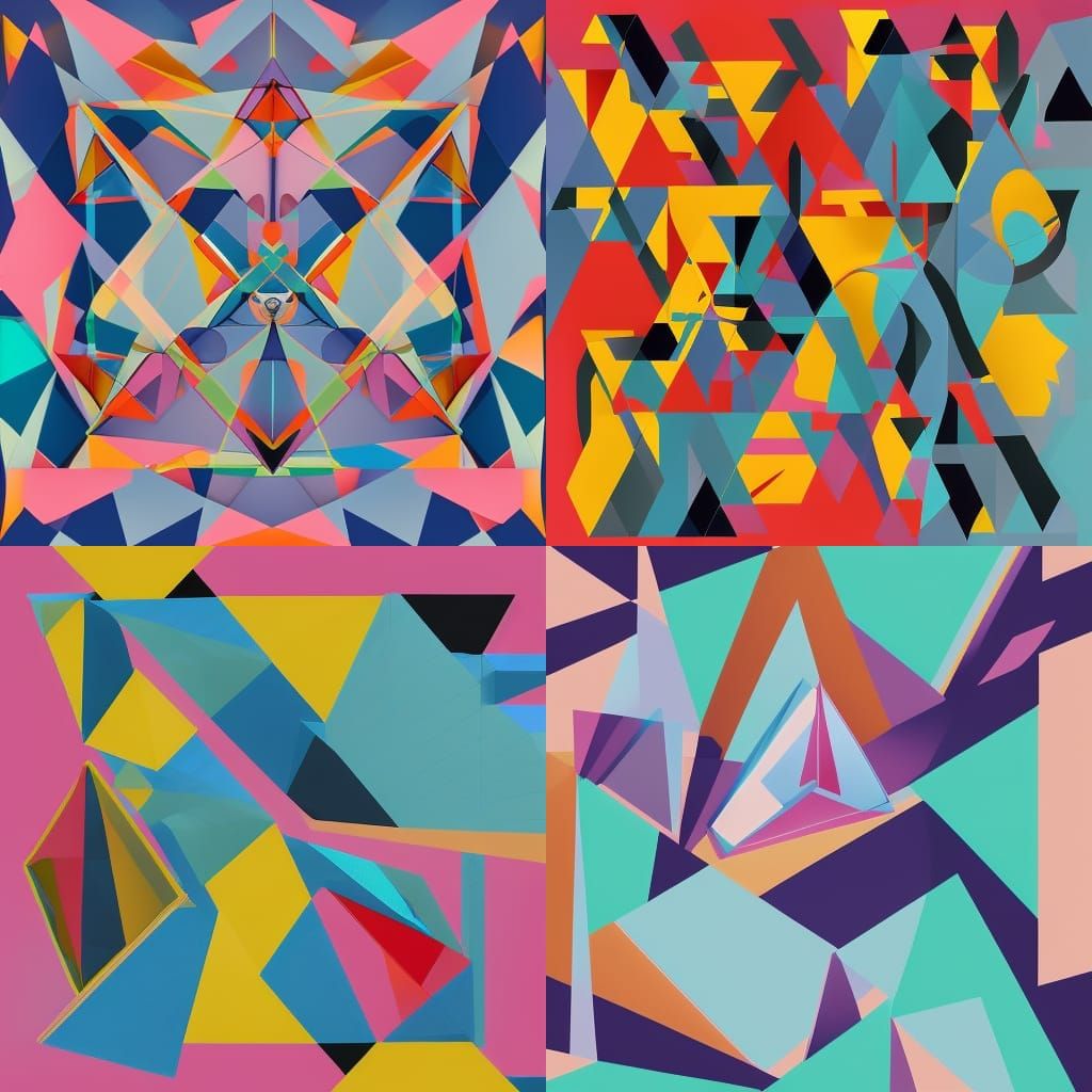 geometric abstraction composed of triangles and inspired by barbie AI