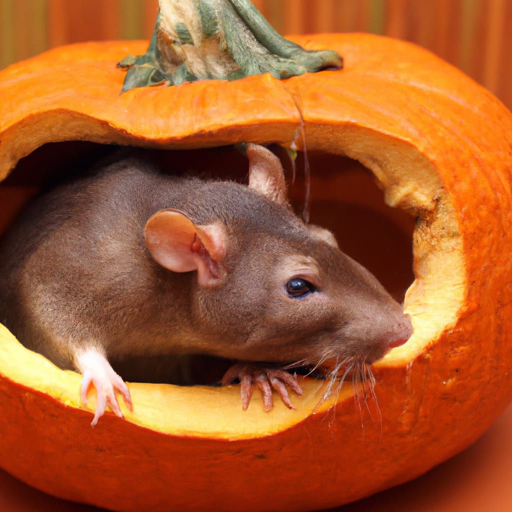 rat inside a pumpkin AI Generated Artwork NightCafe Creator