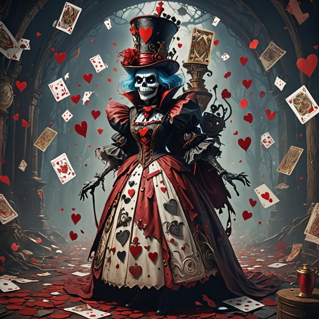 the hatbox ghost dressed as queen of hearts from alice in wonderland ...