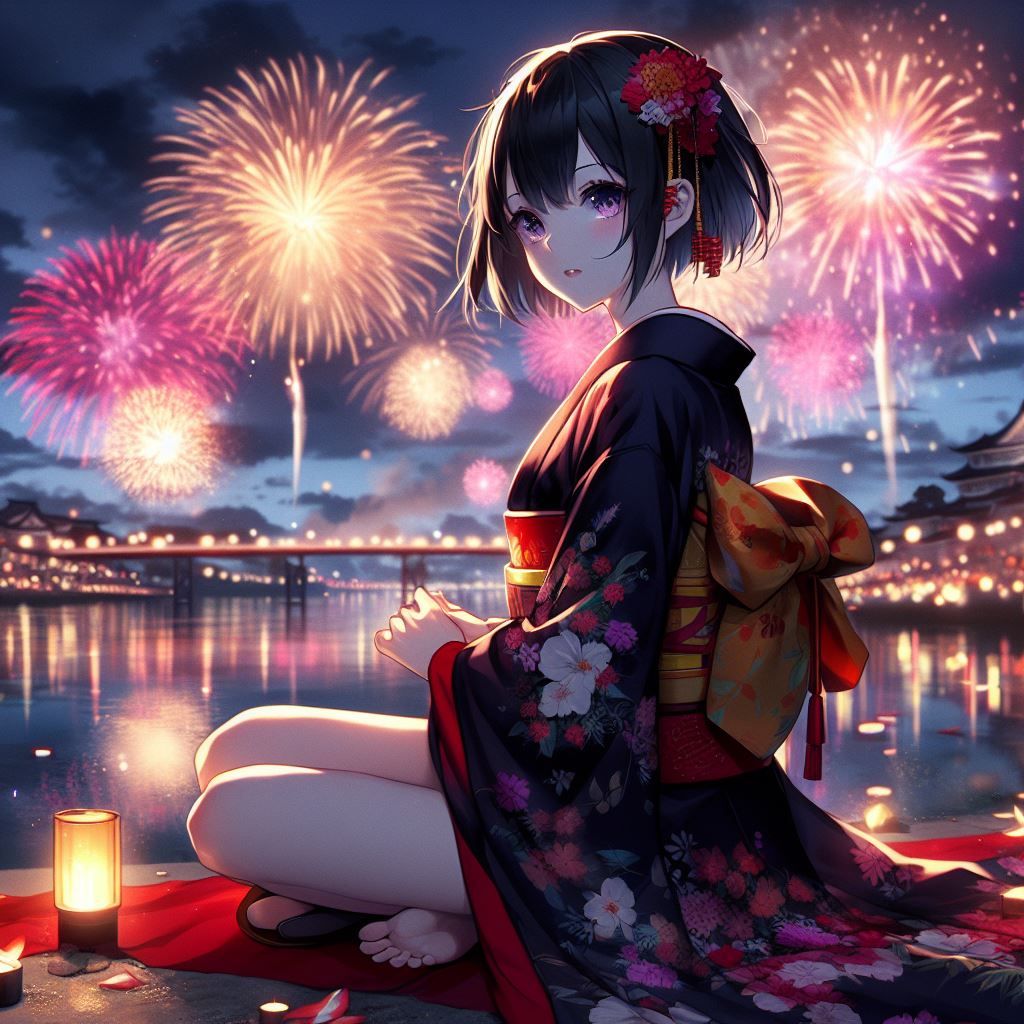 Moon watching the new year fireworks