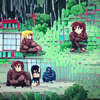 an animated bored ape anime pixel art
