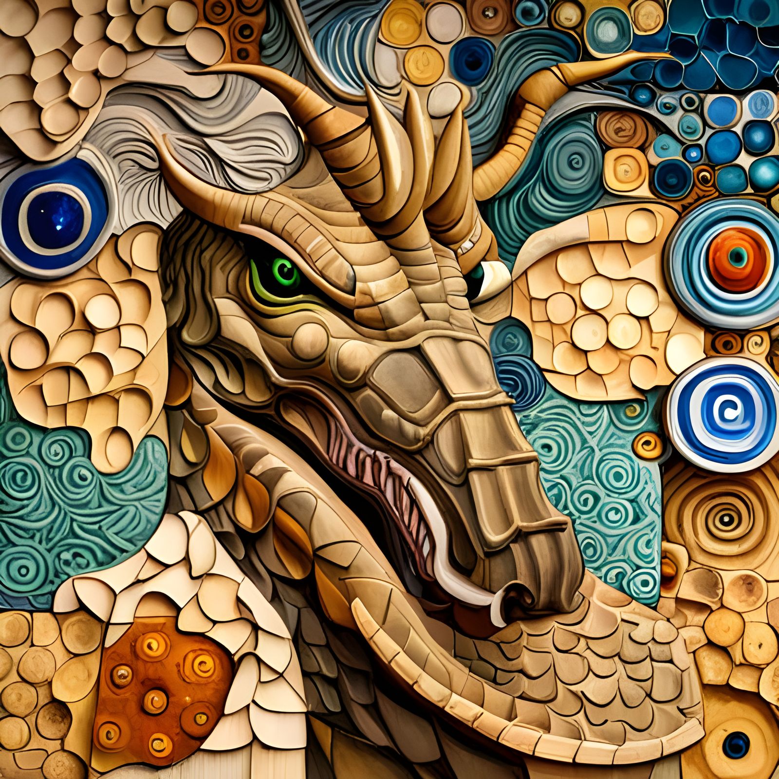 Portrait of a dragon. Collage art.  by @avionesplateados 