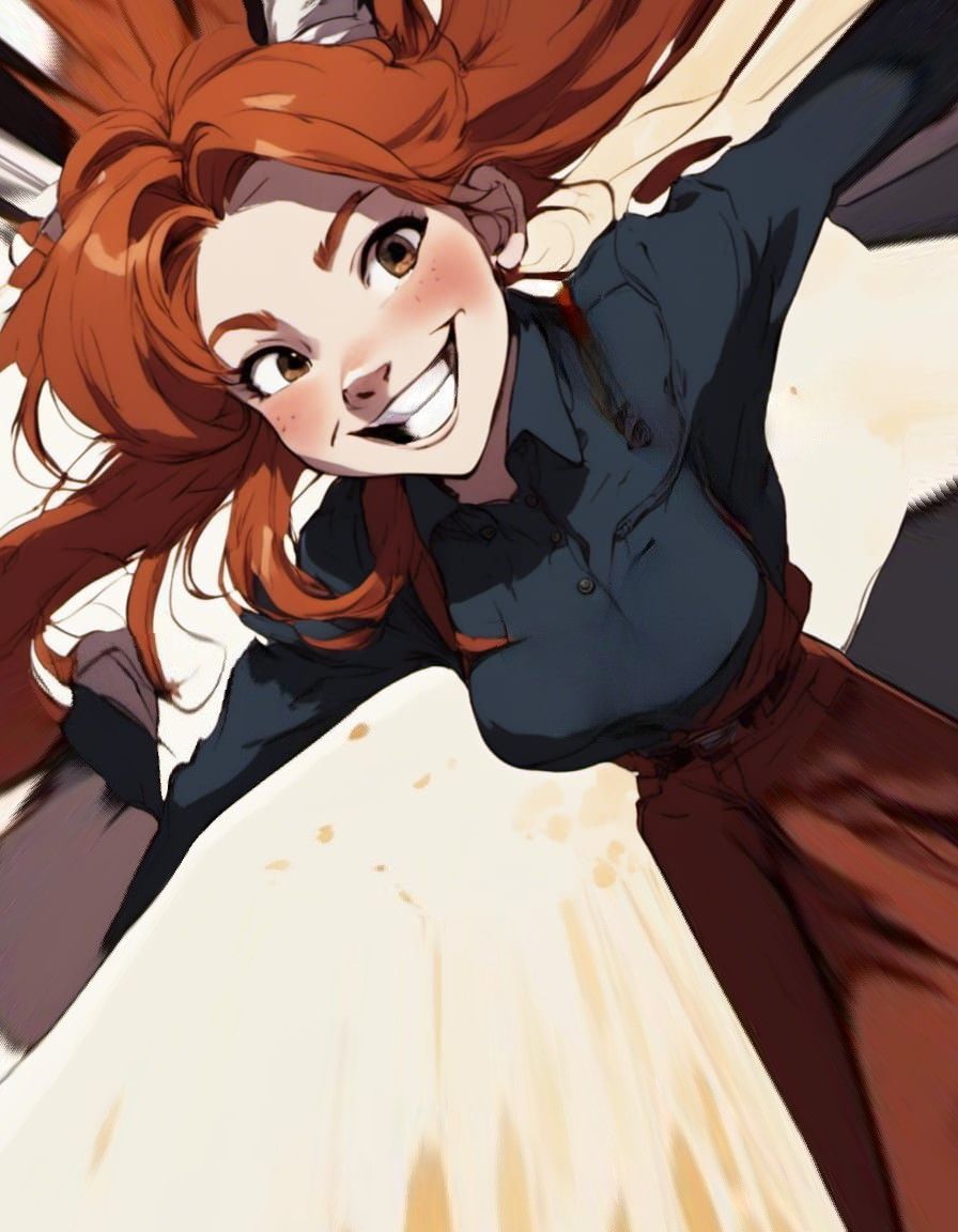 Fox-girl VIXEN running fast. She got caught by a camera shutter.