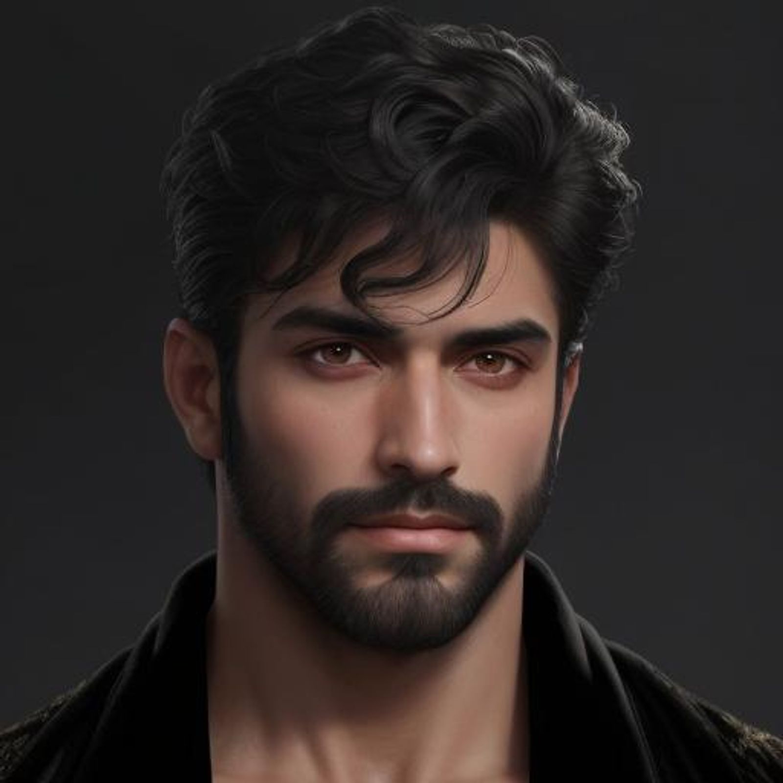 An unknown handsome hunk with black hair and beard - AI Generated ...