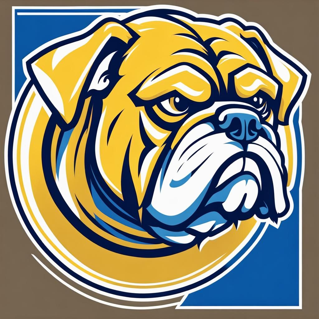 shorter college bulldog mascot just the head vector art style in blue ...