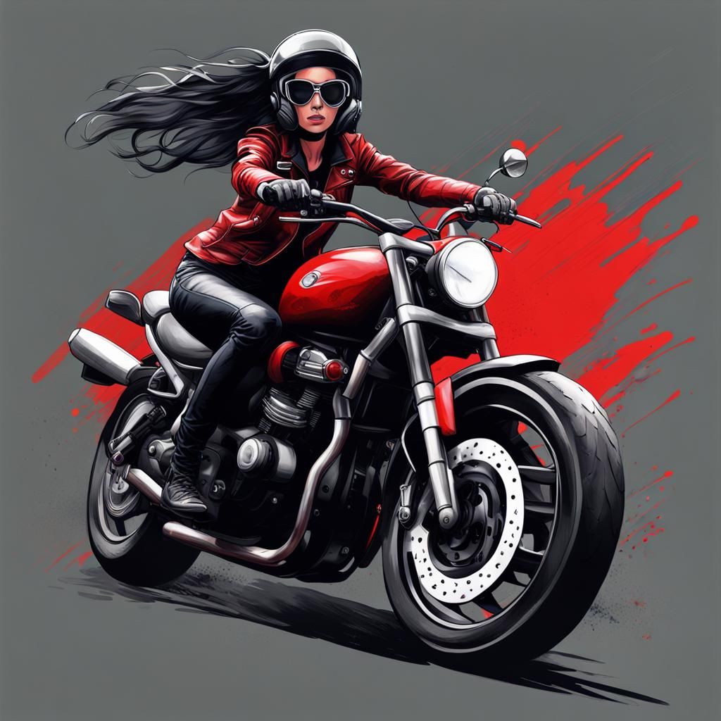 Female “taking off her motorcycle helmet” and flipping her h...